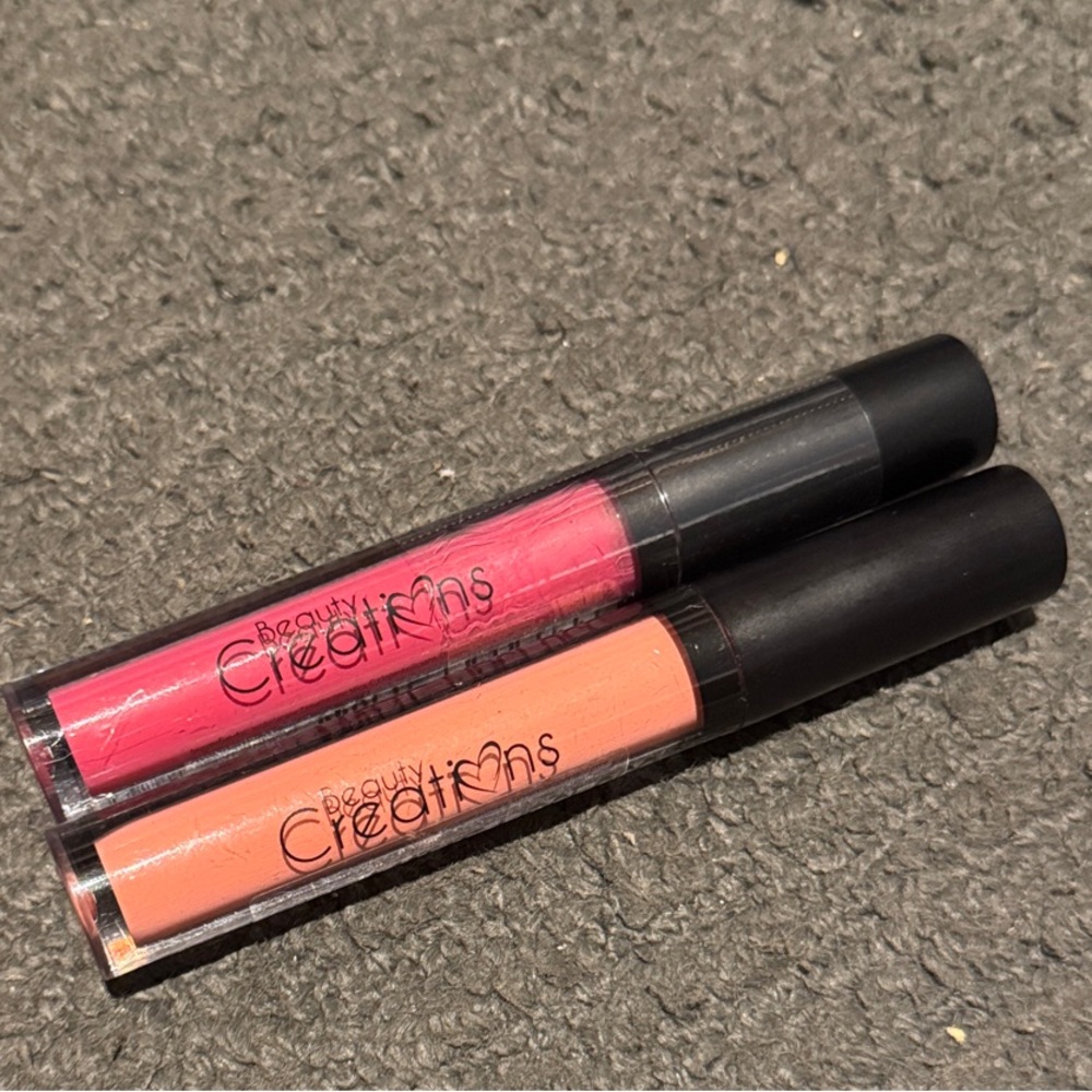 Beauty Creations Lip Gloss Duo - Vibrant Pink and Soft Peach